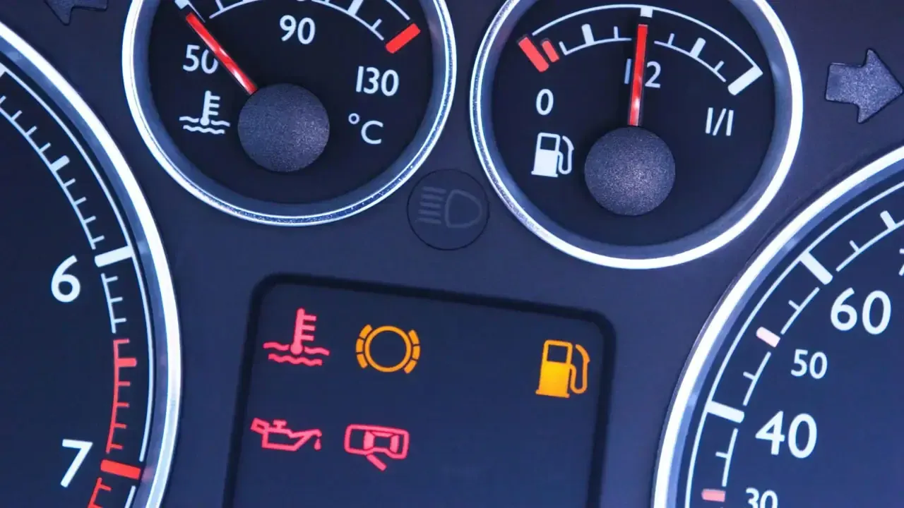 Warning lamps lit in a car instrument cluster